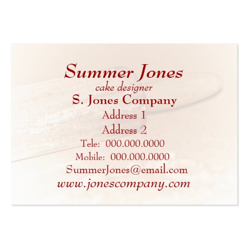 Baking with love . . . Rolling Pin Business Card (back side)