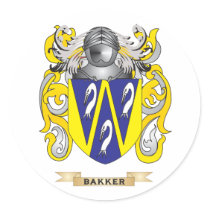 Bakker Coat of Arms (Family Crest) Round Stickers