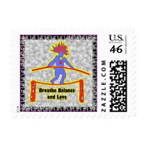 Balance Breath & Love On Gray Postage