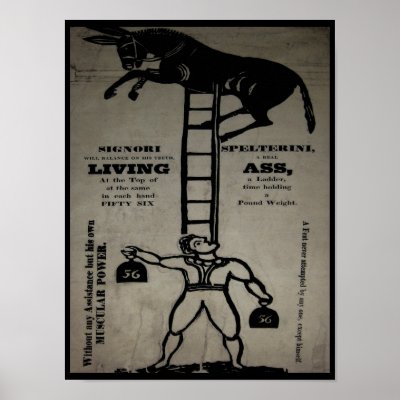 Balancing a Living Donkey ~ Poster by galleriaofart