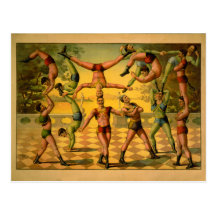 Balancing Acrobats Circus Poster Postcard