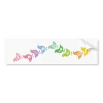 Balancing Retro Rainbow Chicks Custom Long Sticker bumper stickers