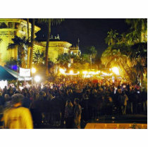 Balboa Park Crowds Nighttime Palm Trees Lights photo sculptures by lifesphere Balboa Park Crowds Nighttime Palm Trees Lights photo sculptures