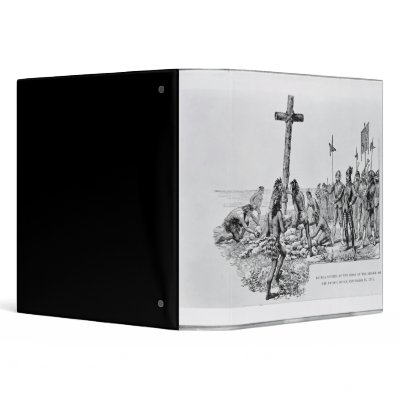 Balboa Setting up the Cross on the Shore 3 Ring Binders by bridgemanart