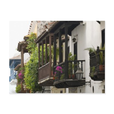 Balconies in Cartagena Postcard by alinphoto