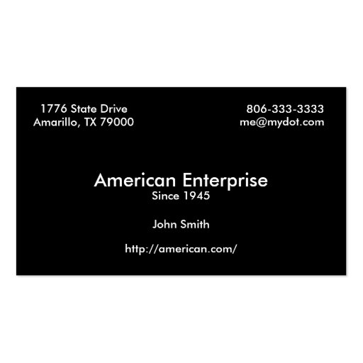 Bald Eagle American Flag Business Card (back side)
