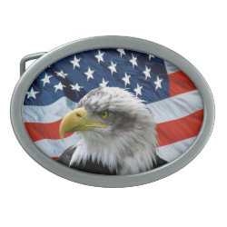 Bald Eagle American Flag Patriotic Belt Buckle