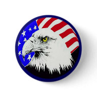 Bald Eagle and American Flag button