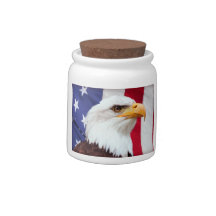 Bald Eagle and American Flag Candy Dishes