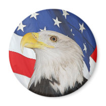 BALD EAGLE AND AMERICAN FLAG: MAGNET
