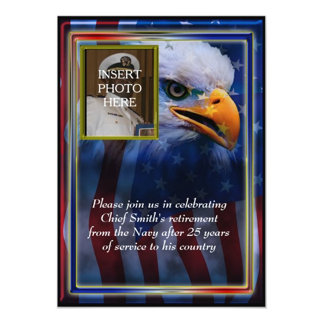 Bald Eagle and American Flag Military Retirement Card