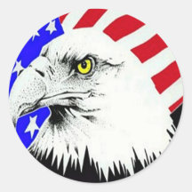 Bald Eagle and American Flag Round Sticker