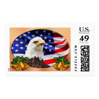 Bald Eagle and Flag Patriotic Christmas Stamps