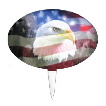 bald eagle and U.S.A. flag Cake Toppers