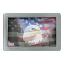 bald eagle and U.S.A. flag Rectangular Belt Buckle