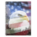 bald eagle and U.S.A. flag Spiral Notebooks