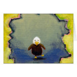 Bald eagle art wobbly baby learning empowerment greeting card
