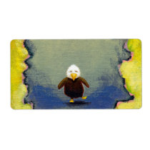 Bald eagle art wobbly baby learning empowerment custom shipping labels