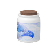 bald eagle blue purple facing right candy dish