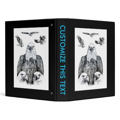 Bald Eagle Collage Pencil drawing sketch Vinyl Binders by SusansZooCrew