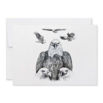 Bald Eagle Collage Pencil drawing sketch Personalized Announcements