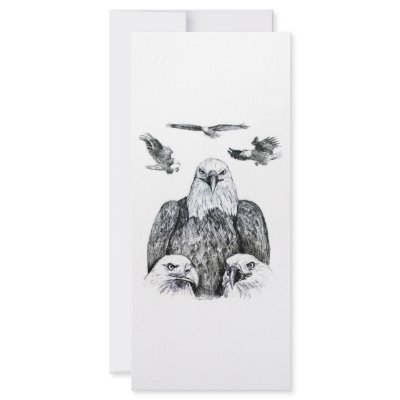 Bald Eagle Collage Pencil drawing sketch Custom Rack Cards by SusansZooCrew