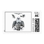 Bald Eagle Collage Pencil drawing sketch Stamps