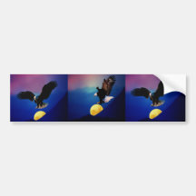 Bald eagle descends onto the moon bumper stickers