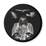 Bald Eagle Drawing, Inversion of Pencil drawing Fridge Magnet
