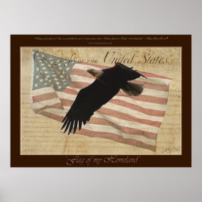 BALD EAGLE & FLAG Patriotic Poster with Quote by RavenSpiritPrints