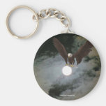Bald Eagle Full Moon Fantasy Keychain