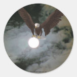 Bald Eagle Full Moon Fantasy Sticker Label