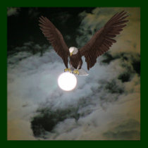 Bald Eagle Full Moon Night Sky Fantasy Poster posters