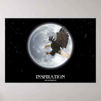 Bald Eagle & Full Moon Wildlife Fantasy Art Poster from Zazzle.