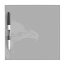 bald eagle grey graphical facing right black back. dry erase boards