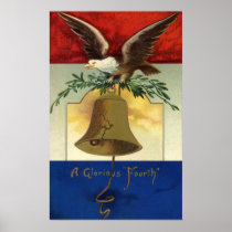 Bald Eagle, Olive Branches and Liberty Bell Poster
