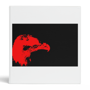 bald eagle red graphical facing right black bac binder