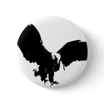 Bald Eagle Silhouette Pinback Button