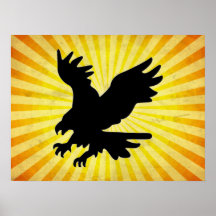Bald Eagle Silhouette; yellow Poster
