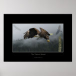 Bald Eagle, Totem, Misty Forests Art Print