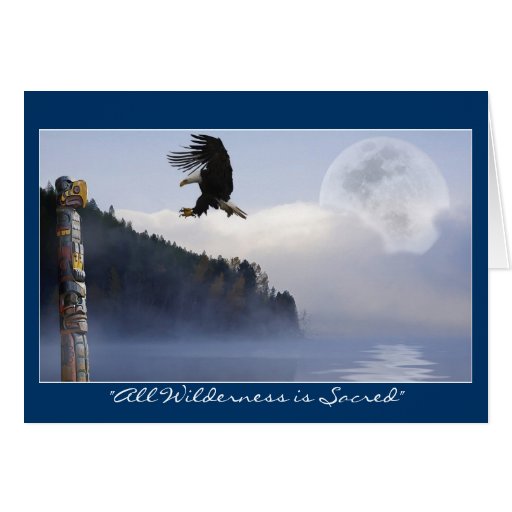 Bald Eagle, Totem Pole & Super Moon Greeting Cards