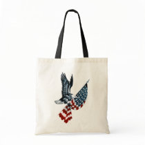 Bald Eagle with American Flag Canvas Bag
