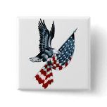 Bald Eagle with American Flag Pinback Buttons