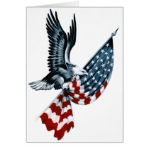 Bald Eagle with American Flag Greeting Cards