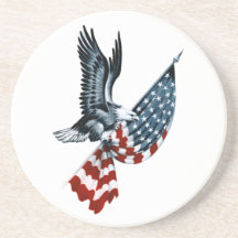 Bald Eagle with American Flag Drink Coaster