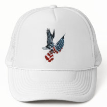 Bald Eagle with American Flag Trucker Hat