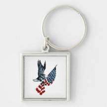 Bald Eagle with American Flag Key Chain
