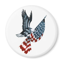 Bald Eagle with American Flag Magnet