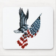 Bald Eagle with American Flag Mouse Pad