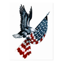 Bald Eagle with American Flag Post Card
